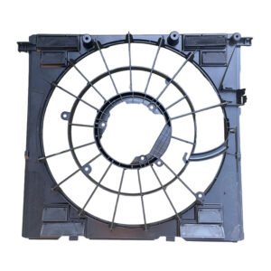 Side view of BMW 1742 8487 639 / 1742 8487 642 electric fan frame and blade showing connector and fan blades