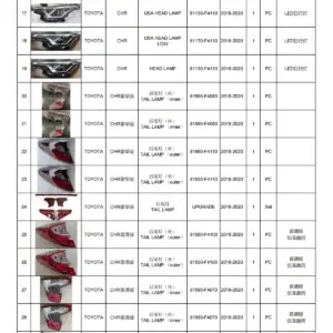 Toyota CHR & Land Cruiser FJ200 OEM & Upgrade Headlight / Taillamp Parts 2012-2020