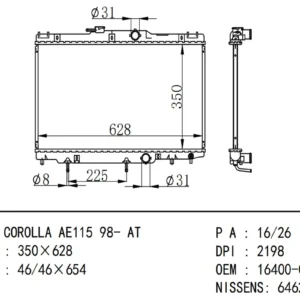 COROLLA Radiator AE110 AE115 98-00 AT/MT