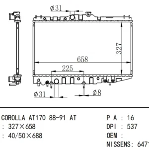 COROLLA  Radiator  AT170 ST170  88-91 AT/MT
