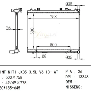 INFINITI JX35 Radiator 3.5L V6 13- AT MT 21460-3JA1E