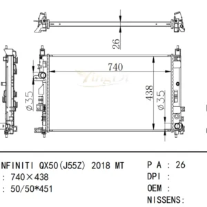 INFINITI QX50(J55Z) Radiator 2018 AT 21410-5NN0A